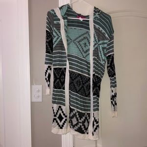 Aztec hooded cardigan